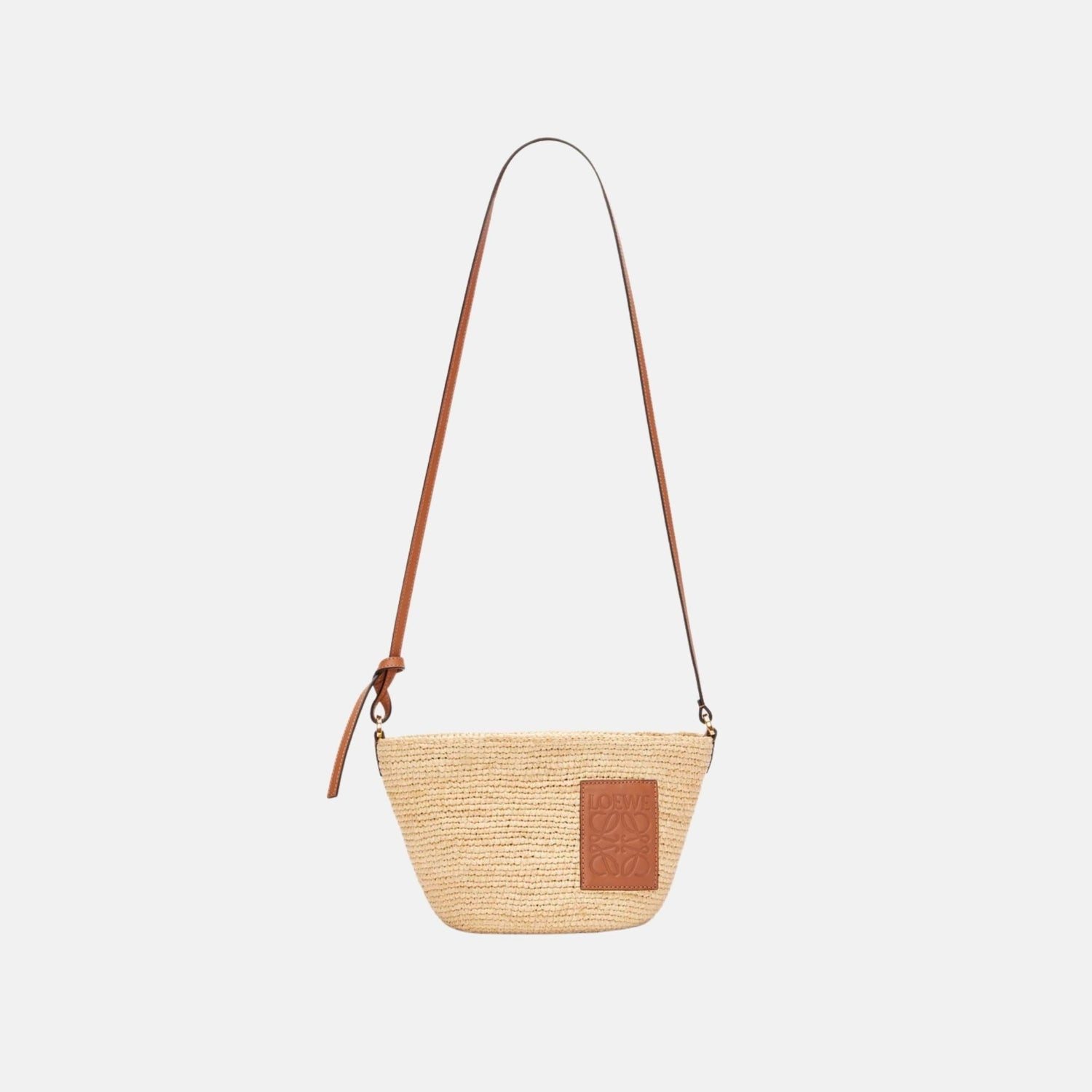 Slit Pochette Bag in Raffia and Calfskin
