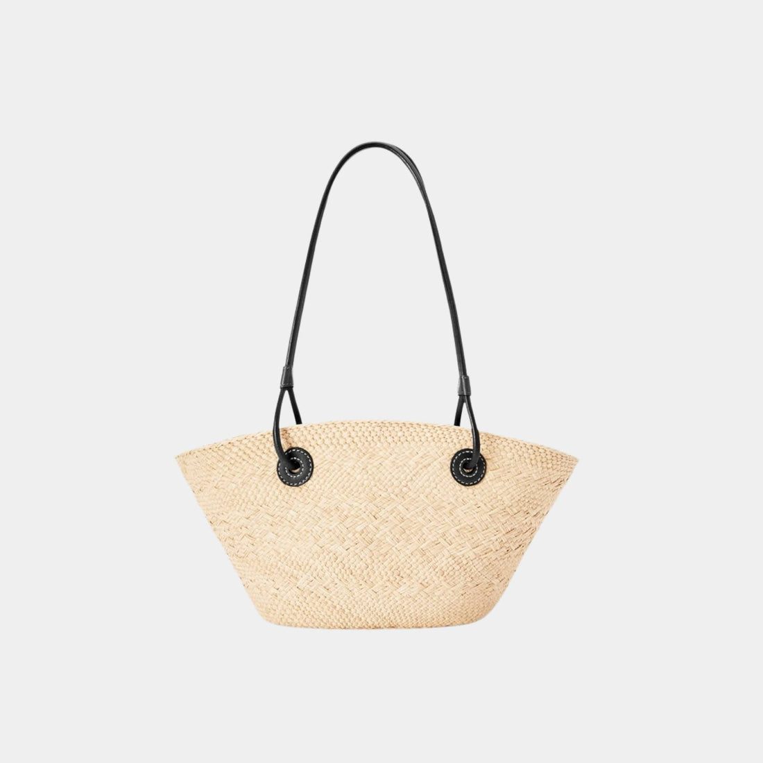 Small Anagram Basket Bag In Iraca Palm And Calfskin