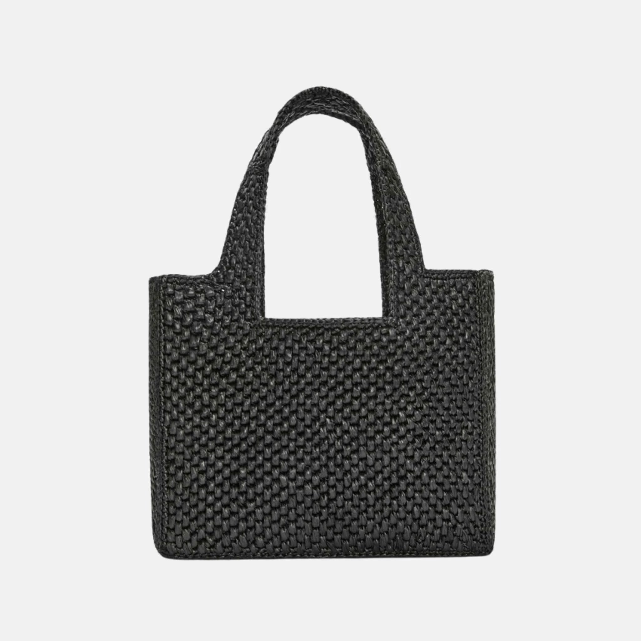 Small Font Tote in Handwoven Raffia