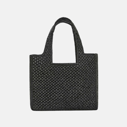 Small Font Tote in Handwoven Raffia