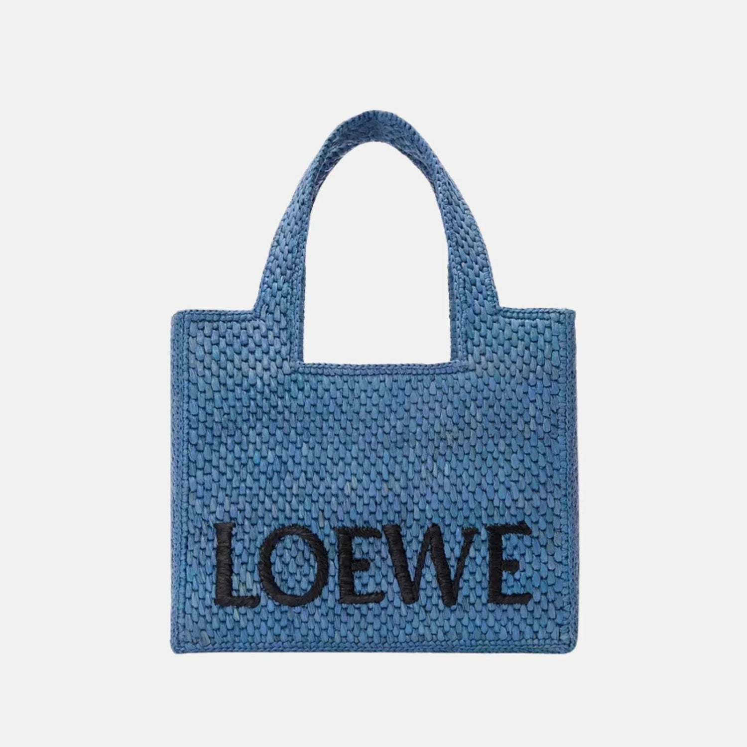 Small Font Tote in Handwoven Raffia