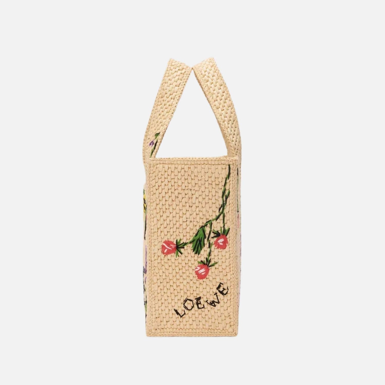 Small Font Tote in Handwoven Raffia Palm Leaves
