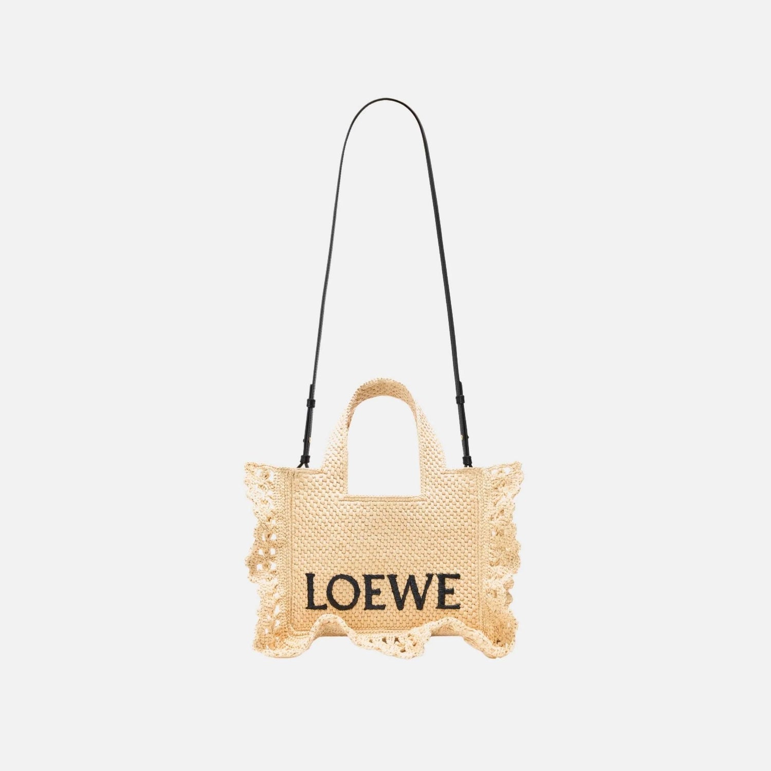 Small Font Tote in Raffia Natural