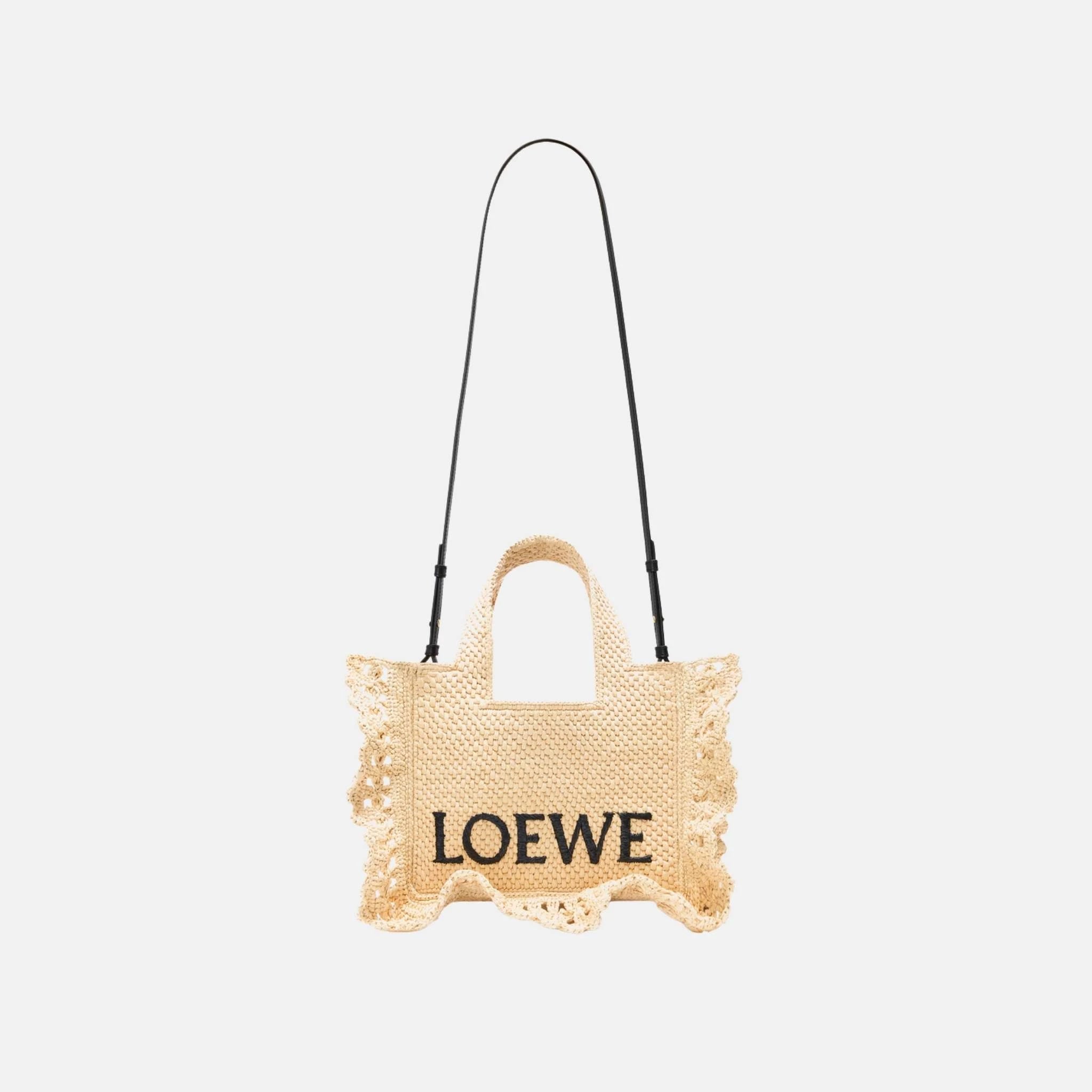 Small Font Tote in Raffia Natural