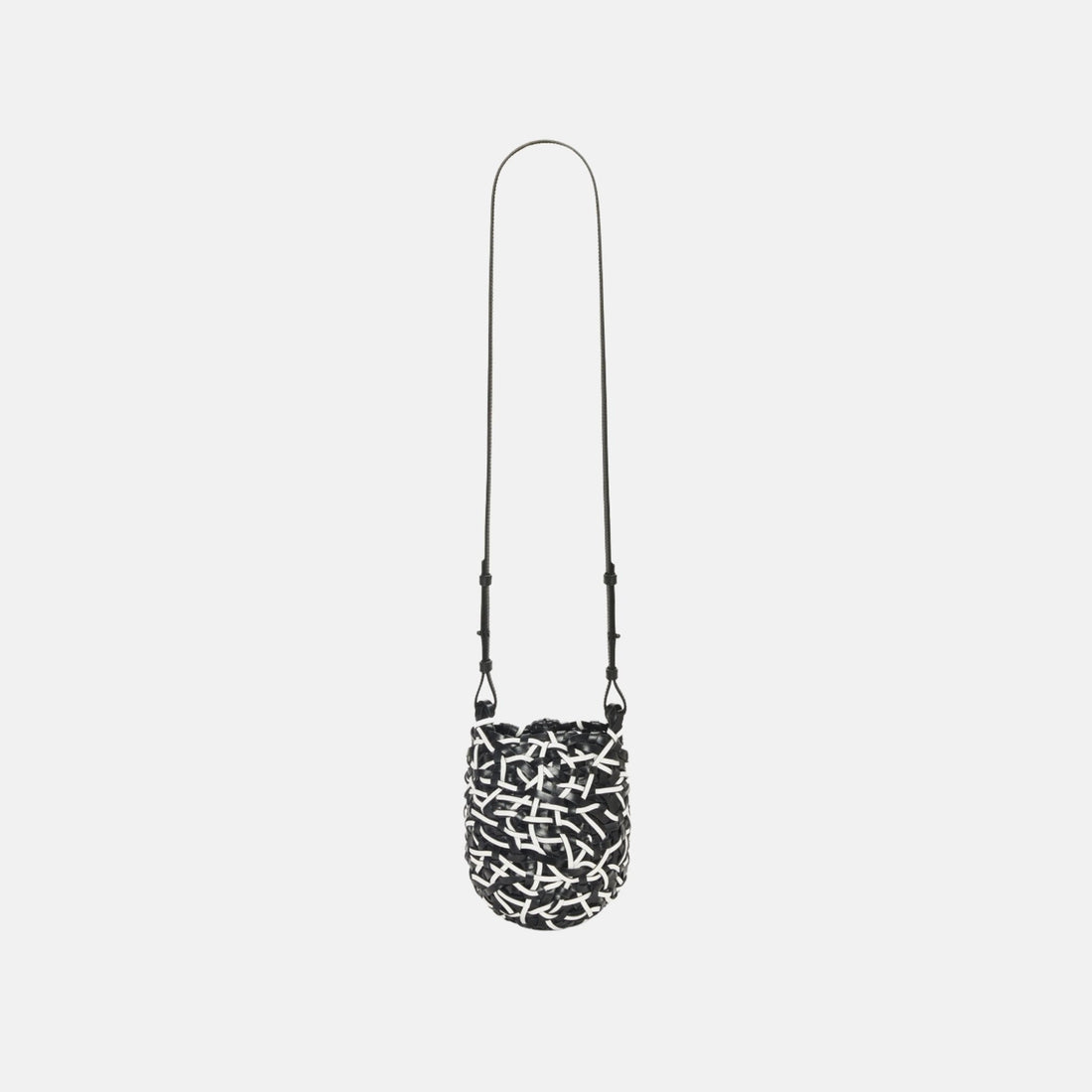 Small Nest Basket Bag in Black and White Calfskin