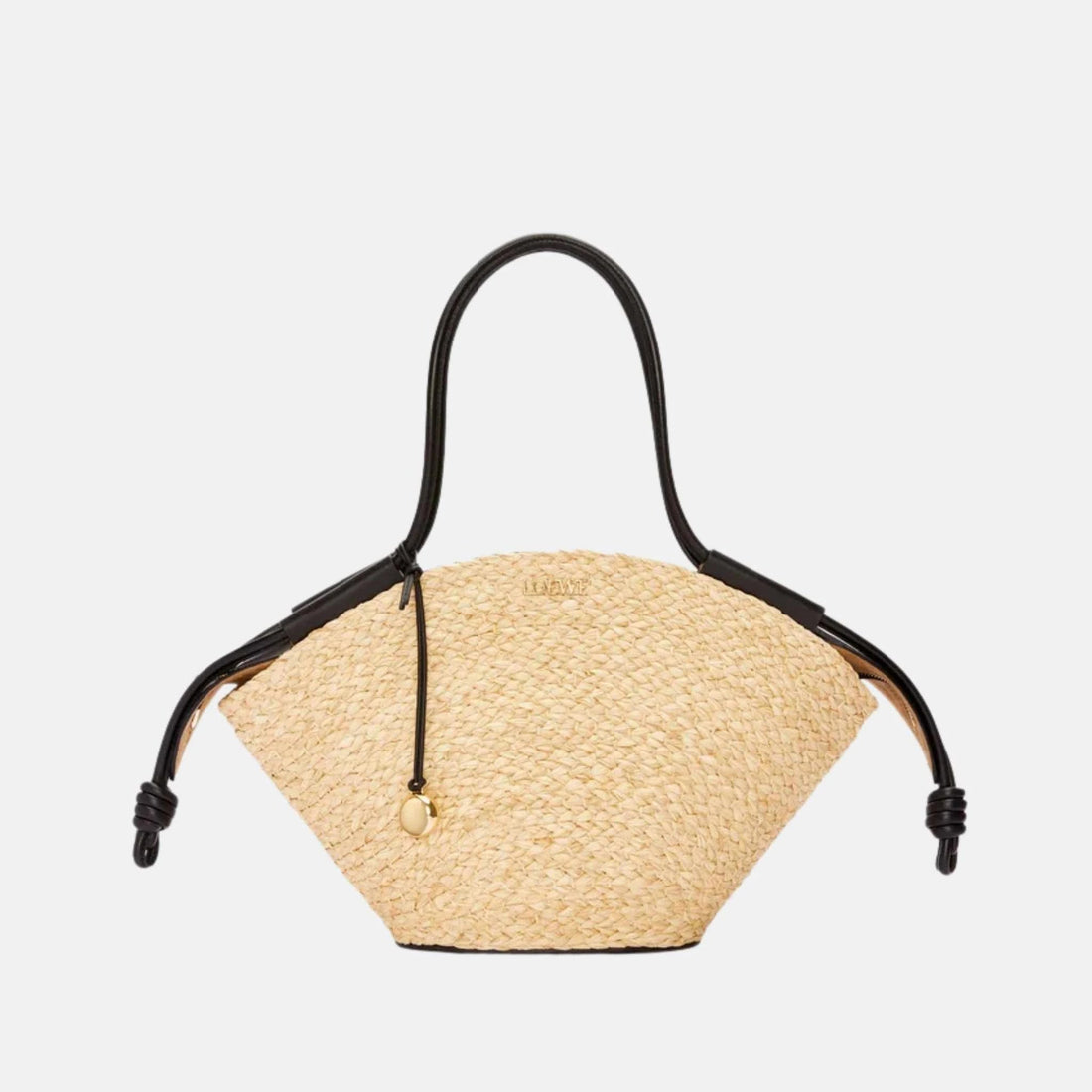 Small Paseo Basket in Raffia and Nappa Calfskin