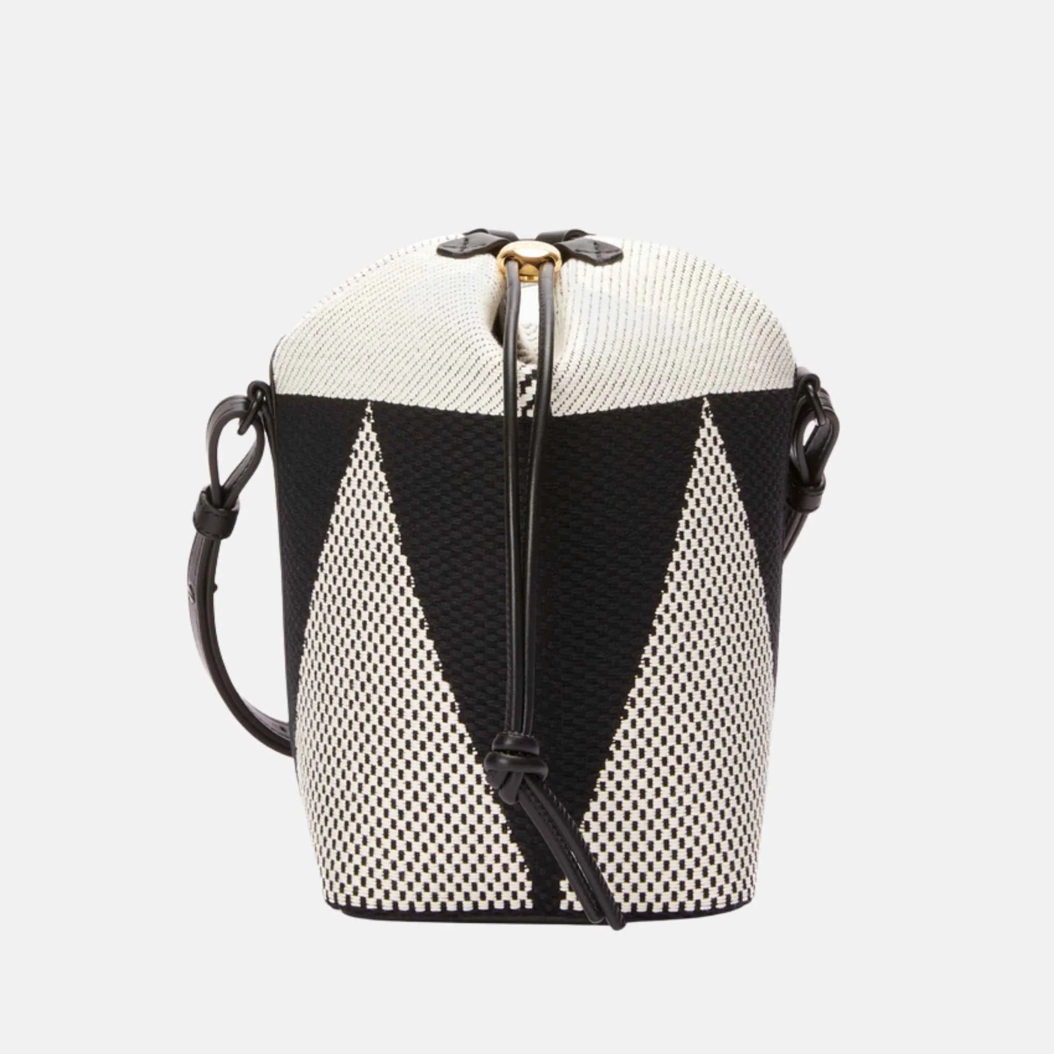 Small Treasure Bako Bucket in Canvas Jacquard and Calfskin