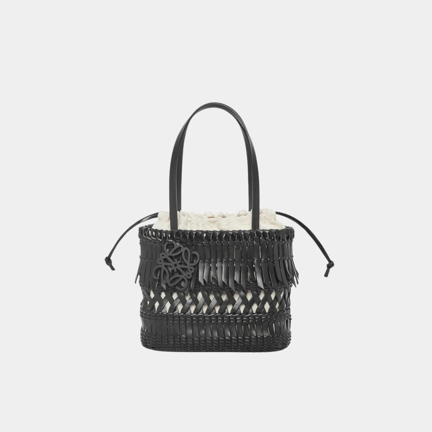 Square Basket with Calfskin Fringes