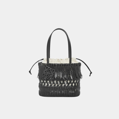 Square Basket with Calfskin Fringes