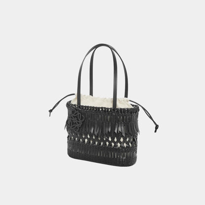 Square Basket with Calfskin Fringes
