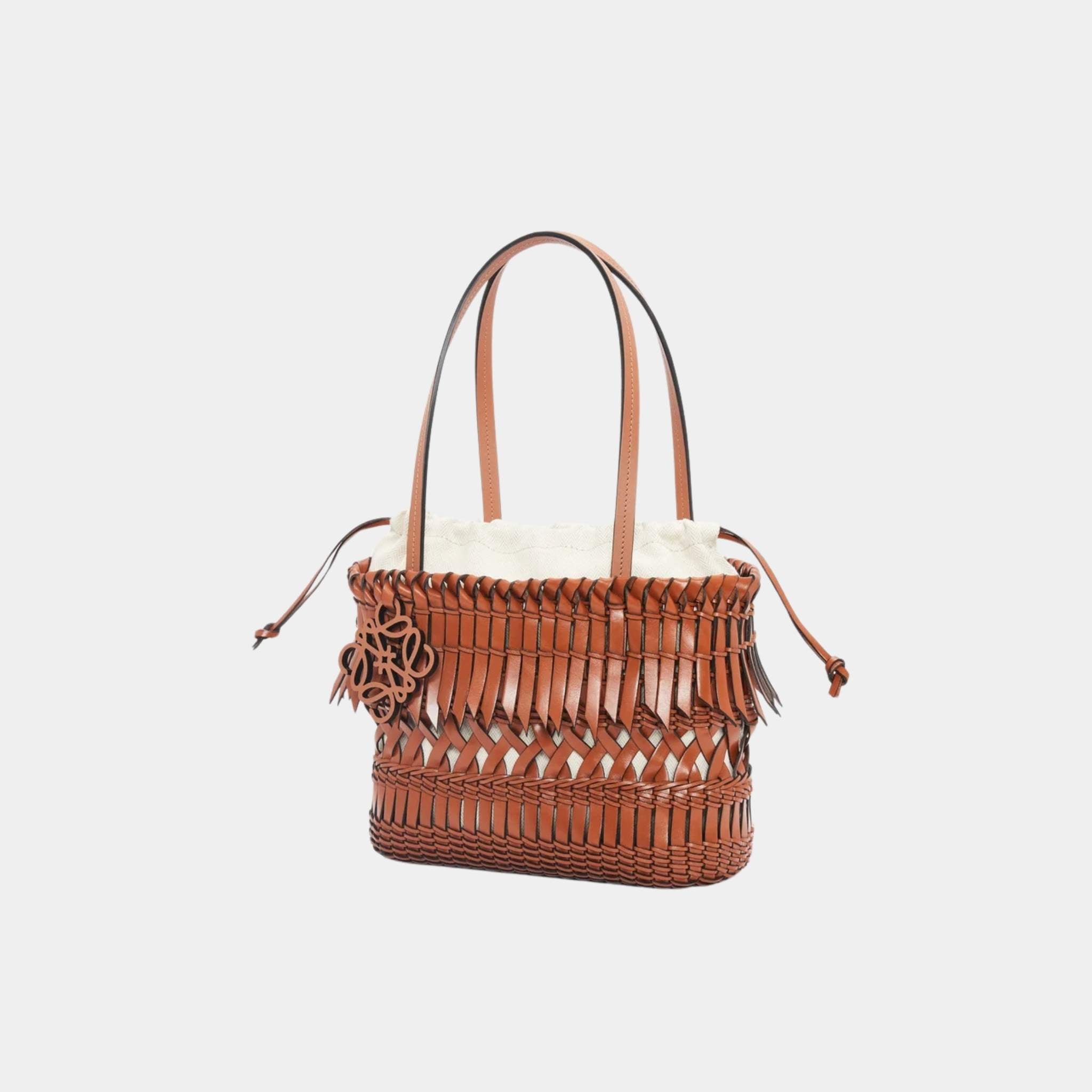Square Basket with Calfskin Fringes