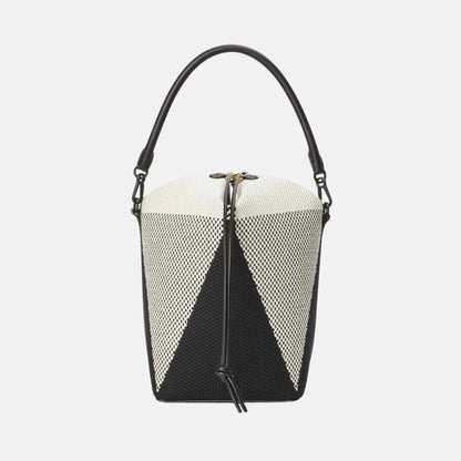 Treasure Bako Bucket in Canvas Jacquard and Calfskin