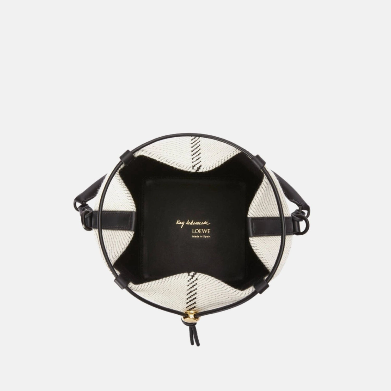 Treasure Bako Bucket in Canvas Jacquard and Calfskin