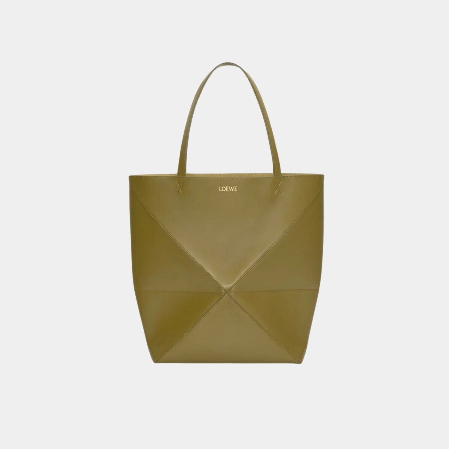 XL Puzzle Fold Tote Bag Shiny Calf Leather