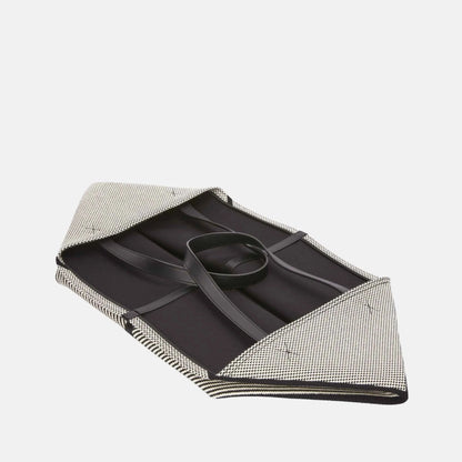 XXL Puzzle Fold Tote in Canvas Jacquard and Calfskin