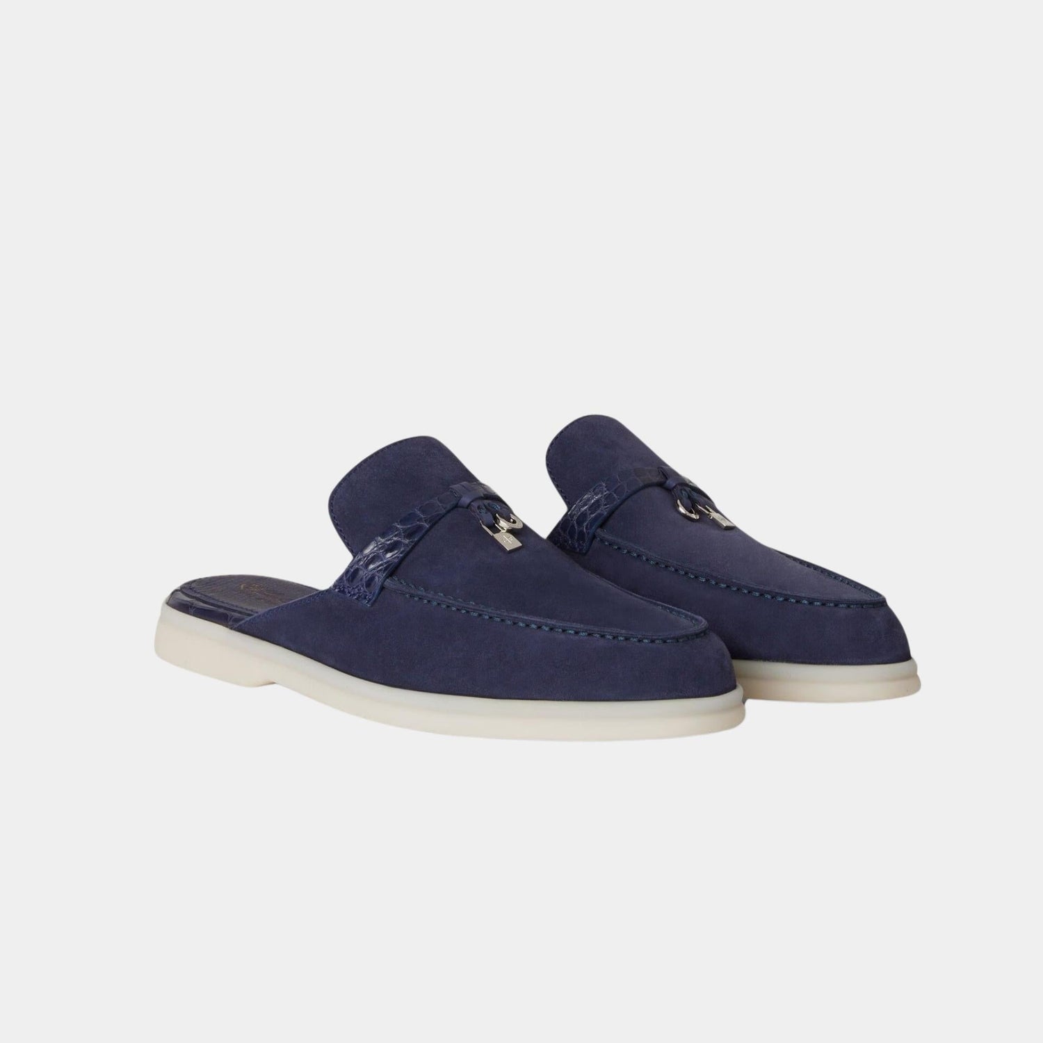 Charms Walk Babouche Loafer Suede With Alligator Saddles