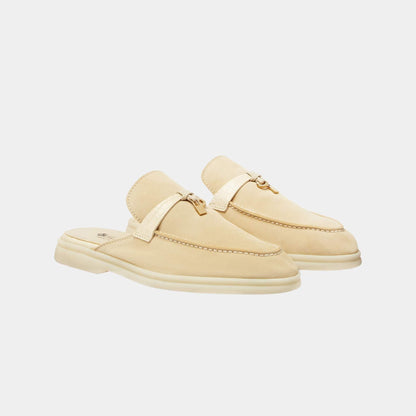 Charms Walk Babouche Suede Loafer With Alligator Saddles