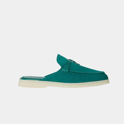 Charms Walk Babouche Suede Loafer With Alligator Saddles