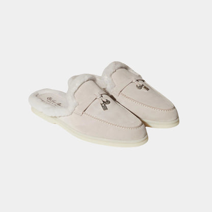 Charms Walk Babouche Suede Loafer With Soft Fur Lining