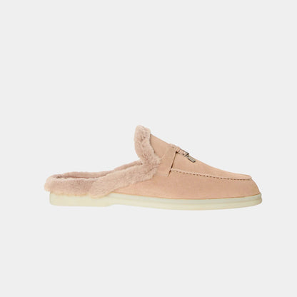 Charms Walk Babouche Suede Loafer With Soft Fur Lining