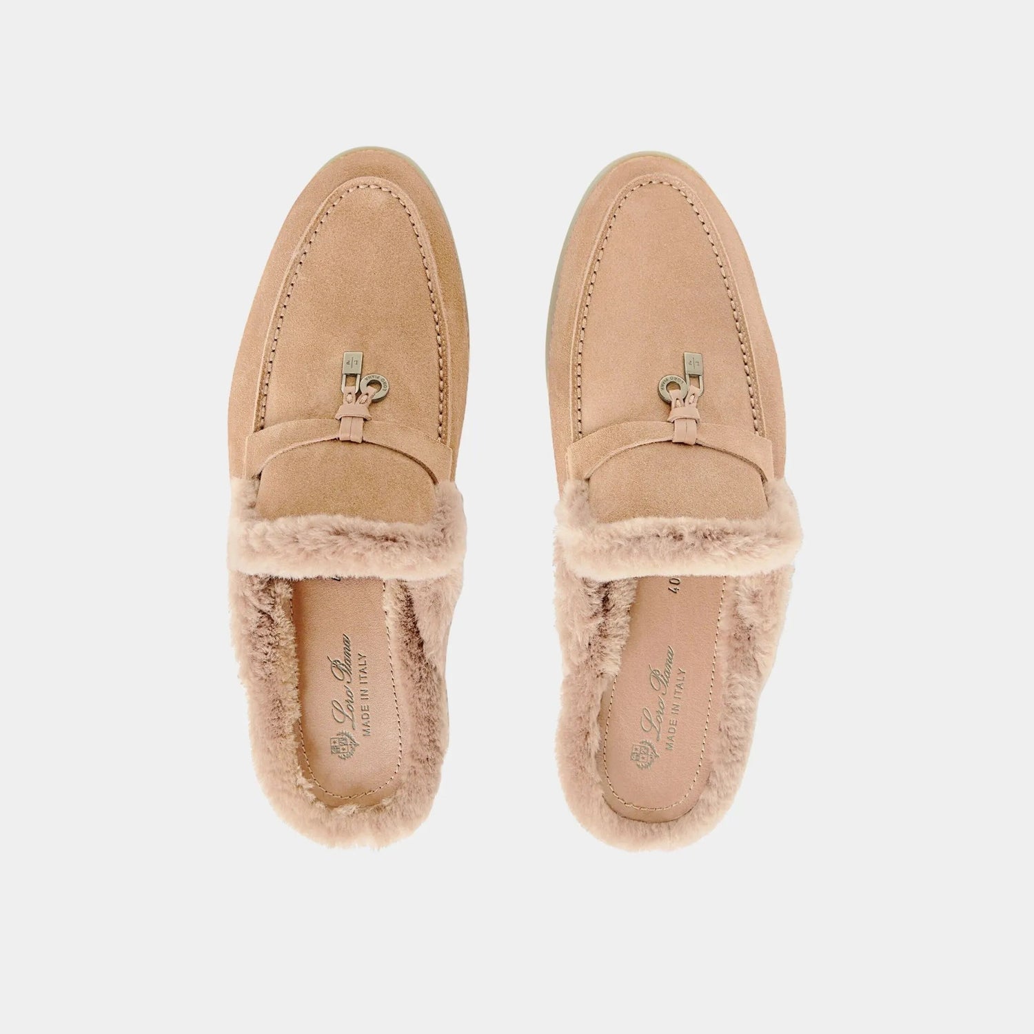 Charms Walk Babouche Suede Loafer With Soft Fur Lining