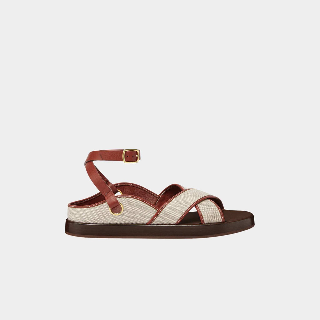 Leo Sandal In Cotton And Linen Canvas