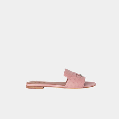 Summer Charms Ostrich Leather Flat Sandal
