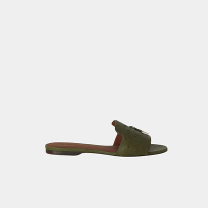 Summer Charms Sandal Flats Ostrich Leather