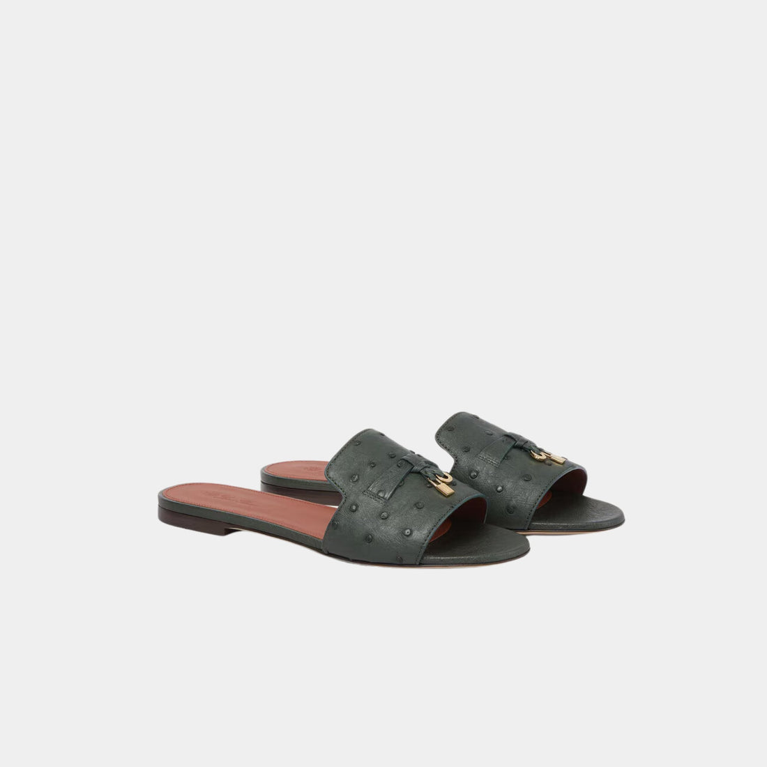 Summer Charms Sandal Flats Ostrich Leather