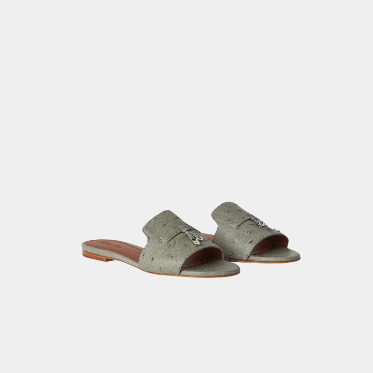 Summer Charms Sandal Flats Ostrich Leather