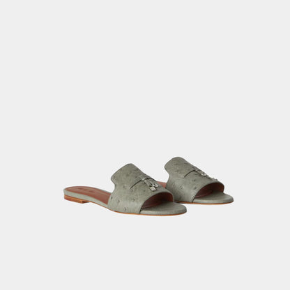 Summer Charms Sandal Flats Ostrich Leather