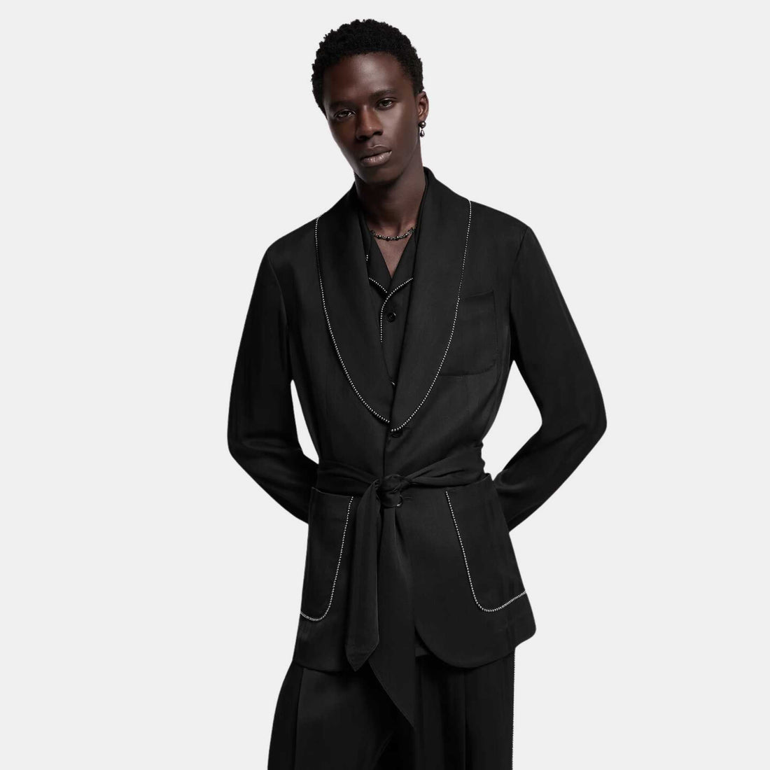 Chic Silk Pajama Jacket Black