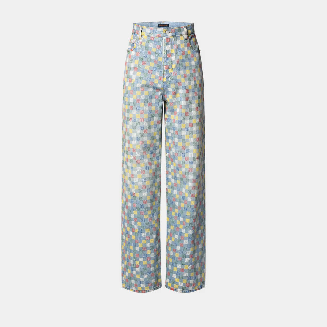 Damier Denim Wide-Leg Pants Runway