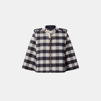 Double Face Check Cape Navy