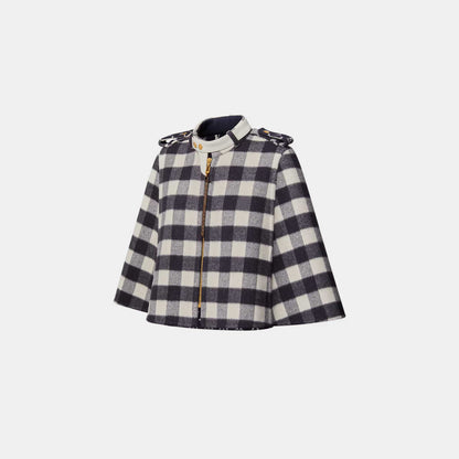 Double Face Check Cape Navy