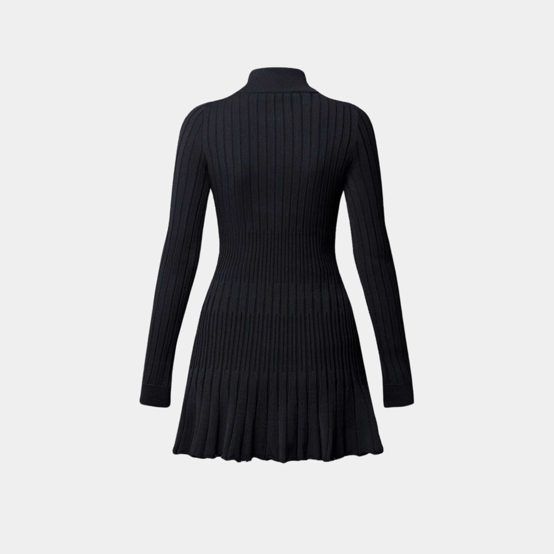 Long-Sleeved Rib-Knit Dress Black