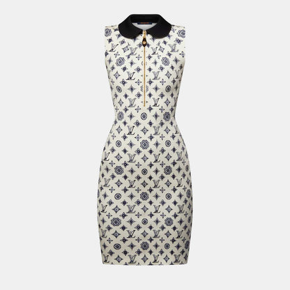 Monogram Fitted Dress Beige
