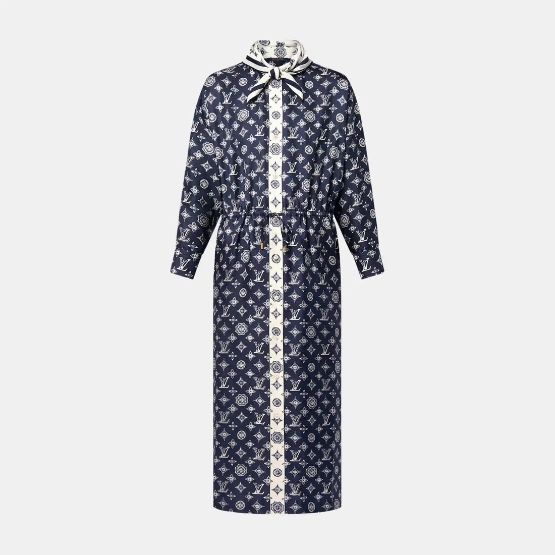 Monogram Silk Dress Navy