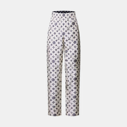 Monogram Silk Jogging Pants Cream
