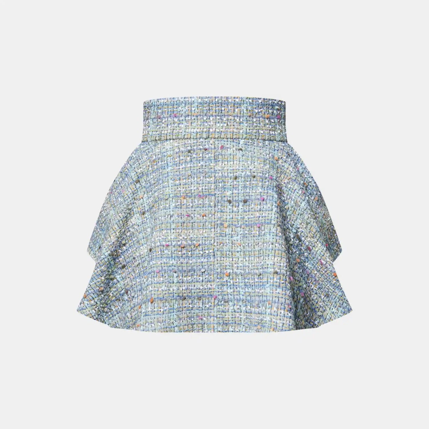 Tweed Mini Wrap Skirt Turquoise