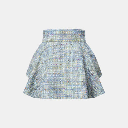Tweed Mini Wrap Skirt Turquoise