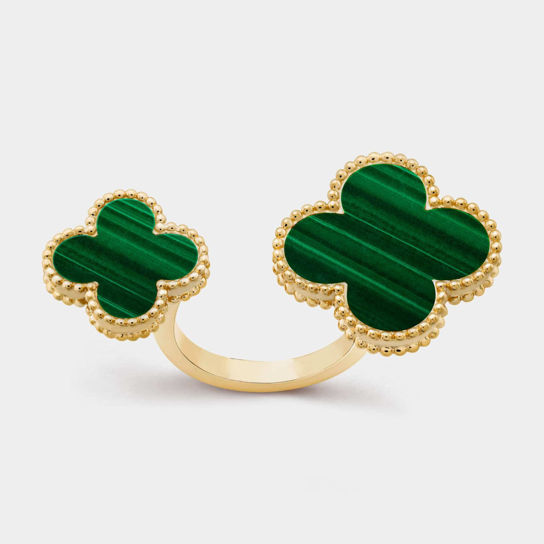 Magic Alhambra Between the Finger Ring Yellow Gold Malachite
