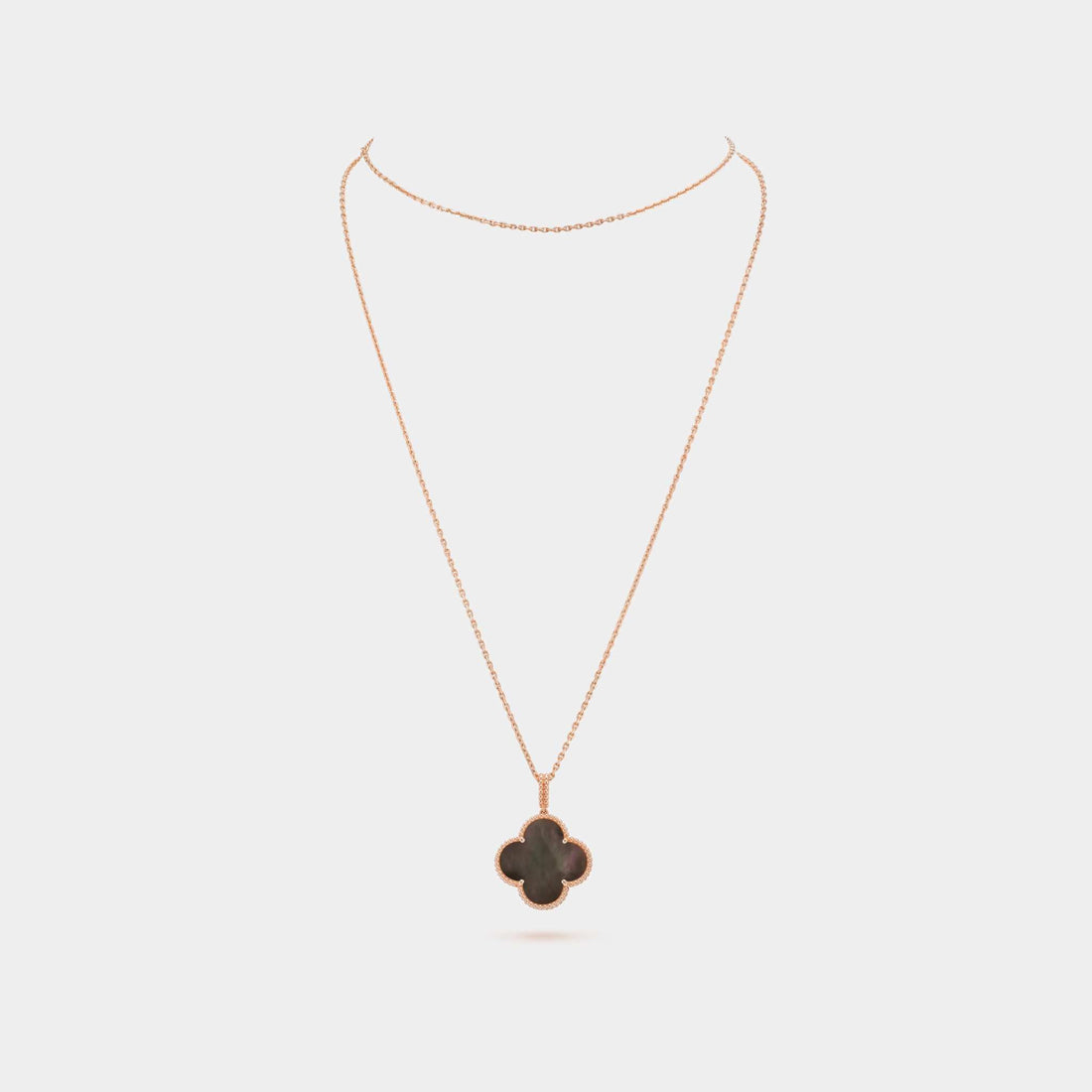 Magic Alhambra Long Necklace 1 Motif Rose Gold Mother Of Pearl
