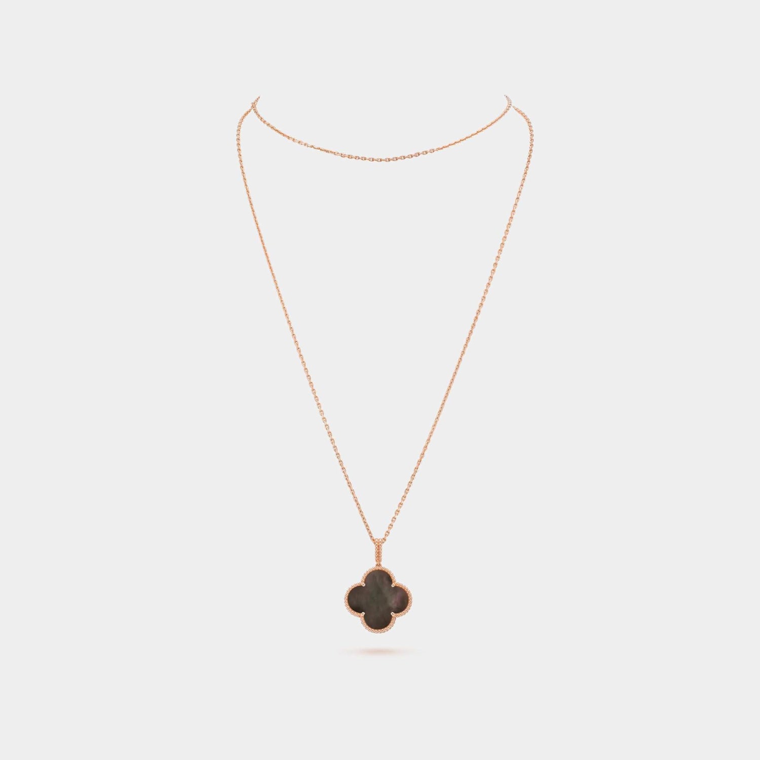 Magic Alhambra Long Necklace 1 Motif Rose Gold Mother Of Pearl