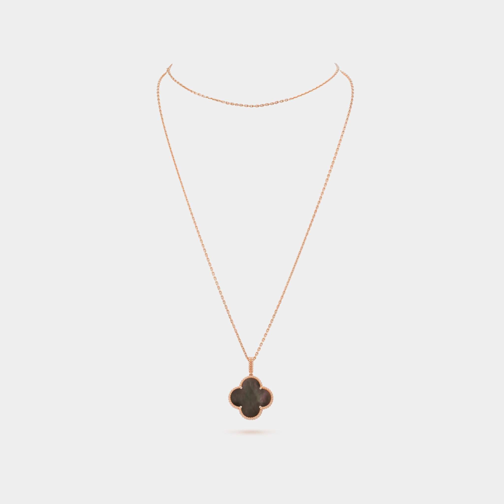 Magic Alhambra Long Necklace 1 Motif Rose Gold Mother Of Pearl