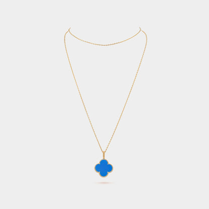 Magic Alhambra Long Necklace 1 motif Yellow Gold Agate