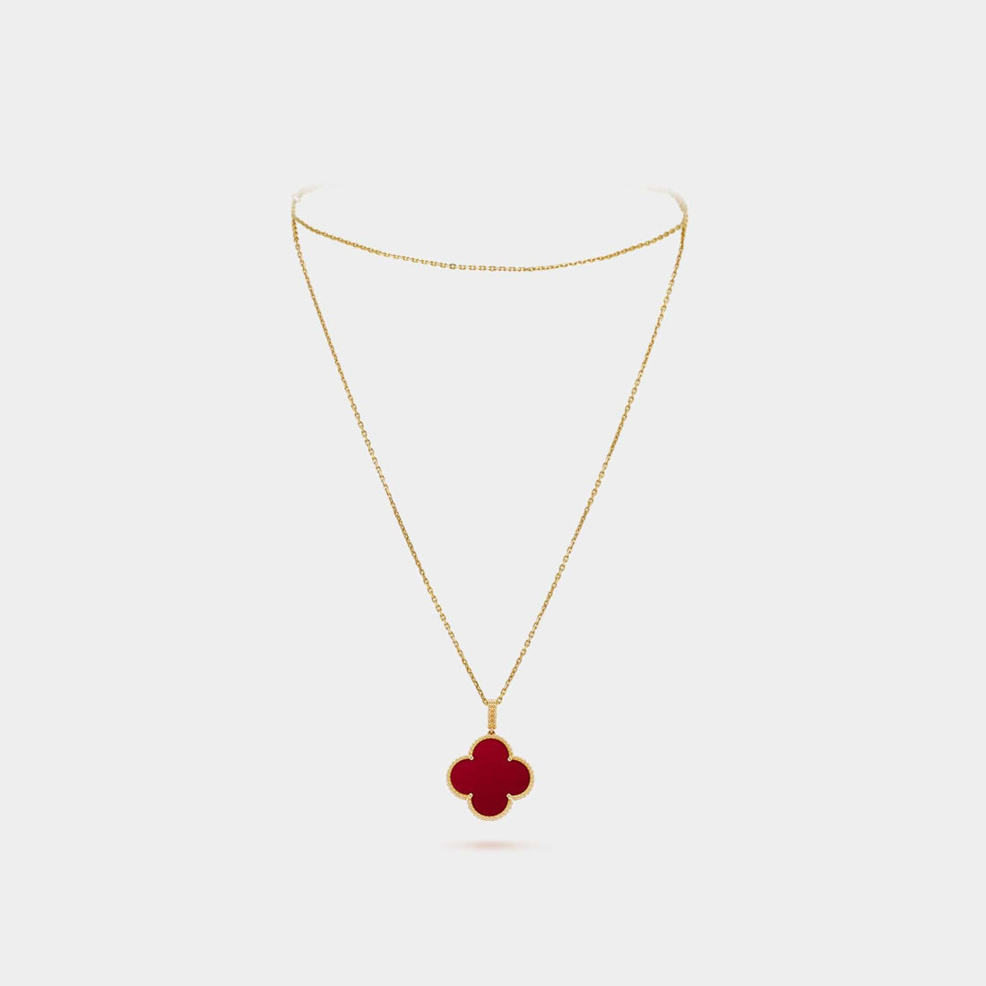 Magic Alhambra Long Necklace 1 Motif Yellow Gold Carnelian