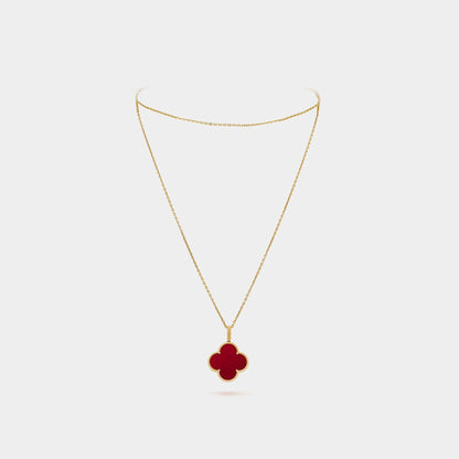 Magic Alhambra Long Necklace 1 Motif Yellow Gold Carnelian