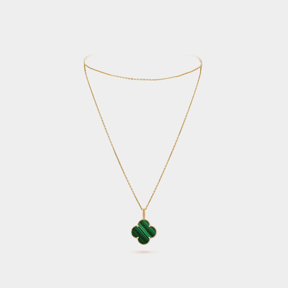 Magic Alhambra Long Necklace 1 motif Yellow Gold Malachite