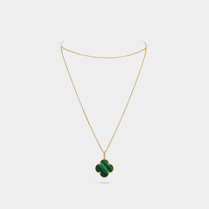 Magic Alhambra Long Necklace 1 motif Yellow Gold Malachite